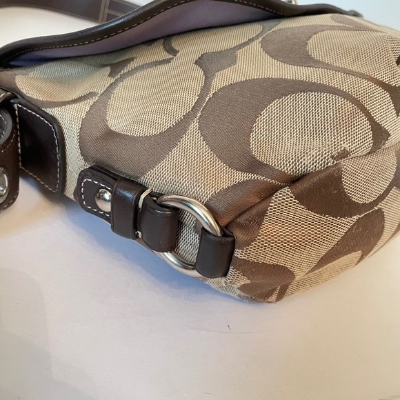 Coach Khaki Signature Canvas Convertible Flap Duffle Shoulder Crossbody Bag - Picture 12 of 16